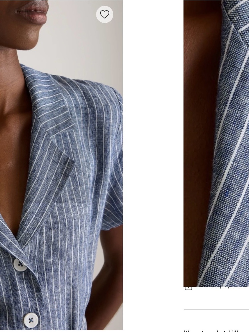Quince European Linen Button Front Dress Chambray Stripe L - Picture 3 of 5